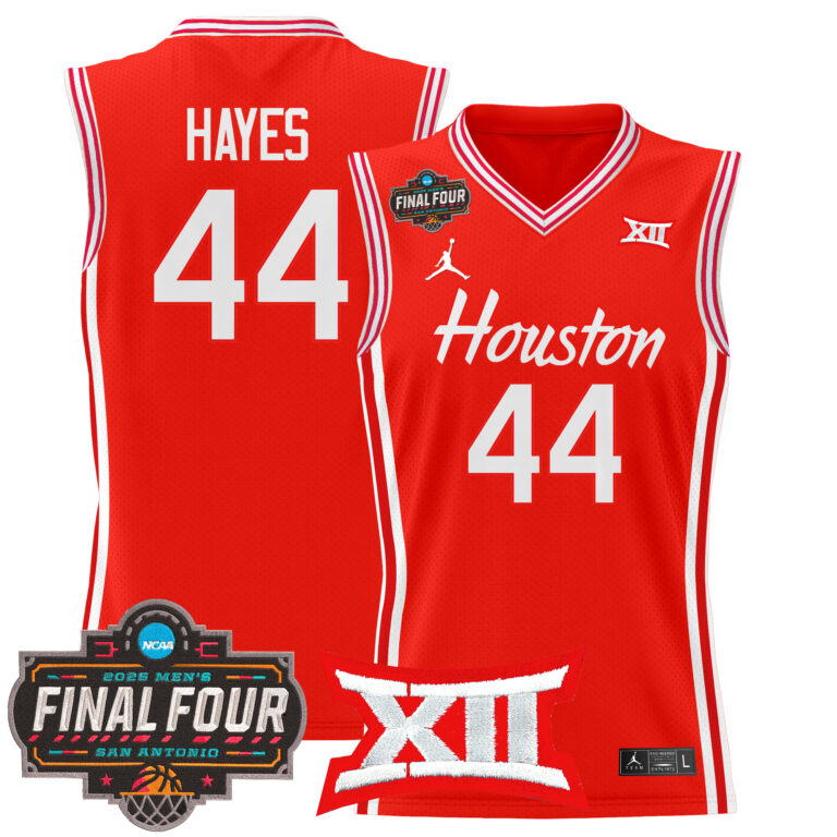 Men Houston Cougars #44 Hayes red 2025 Final Four Patch NCAA Jersey